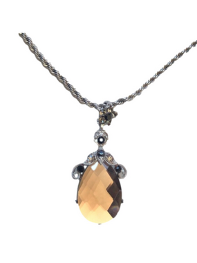 Vintage Champagne Glass Teardrop Pendant Rope Chain Statement Necklace Bridal